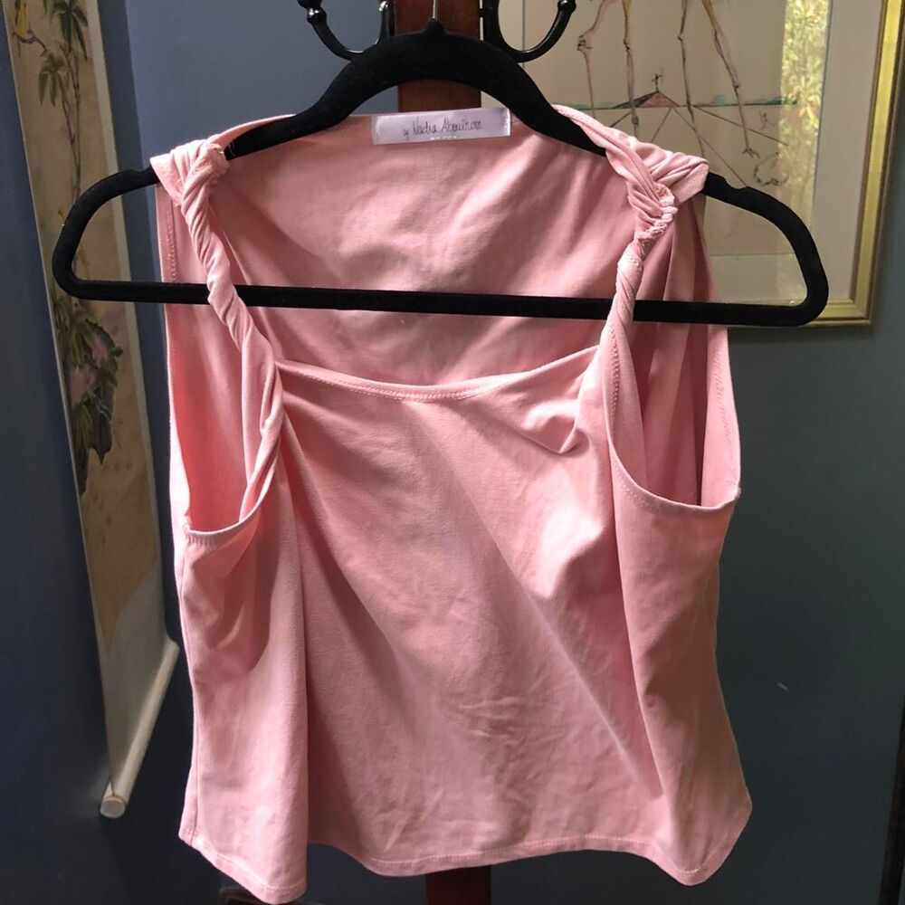 Soft Pink Crop Top with Twisted Sleeves 3X
